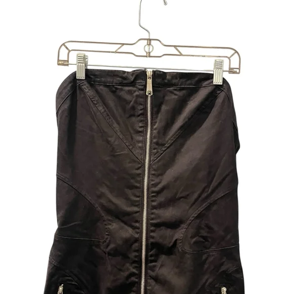 Diesel Strapless Black Dress Women's Size Medium Cotton Blend Zippers Open Back - Picture 3 of 6